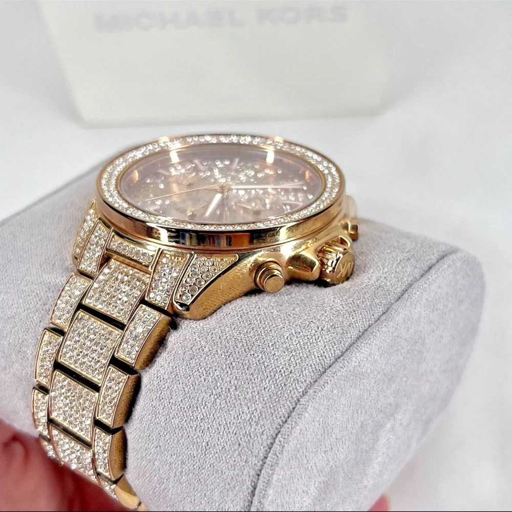 Michael Kors MK6452 Wren Rose Gold Pave Glitz StainlessSteel Women's Wrist Watch